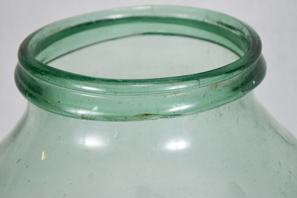 Early 19th-century blown glass preserving jar - blue green with bulges 15¾"