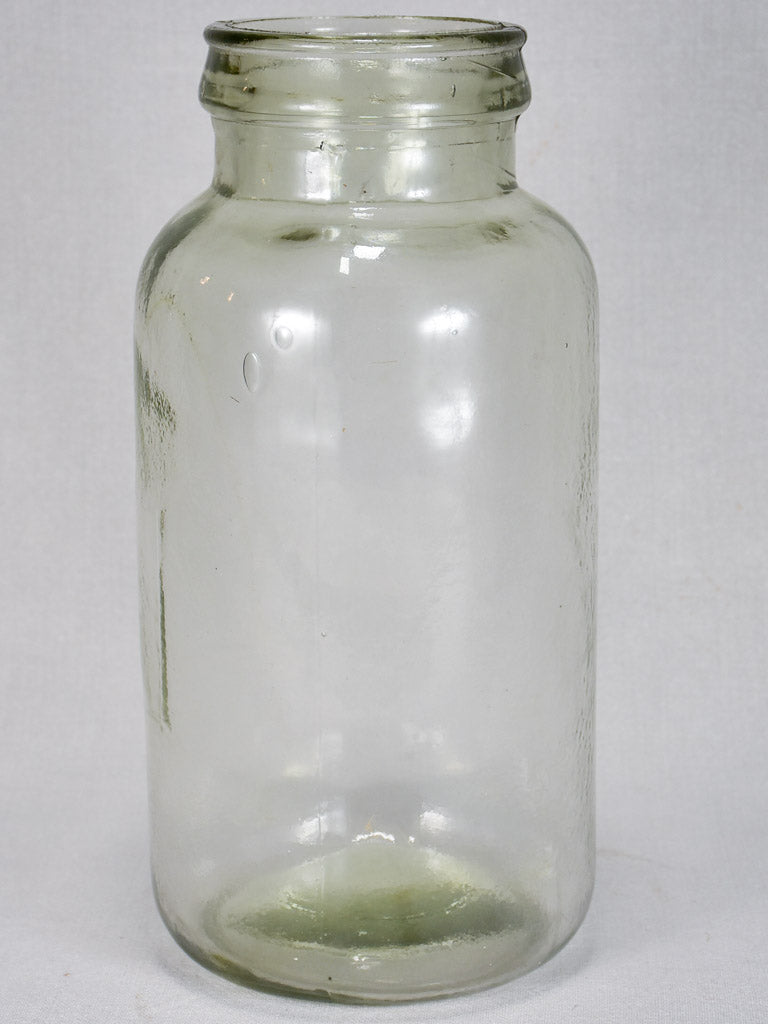 Small early 20th-century blown glass preserving jar with flat base 14¼"