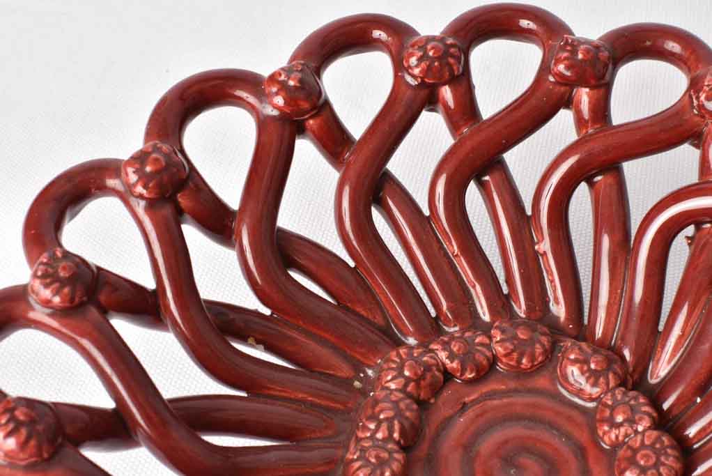 Retro woven ceramic bowl in red