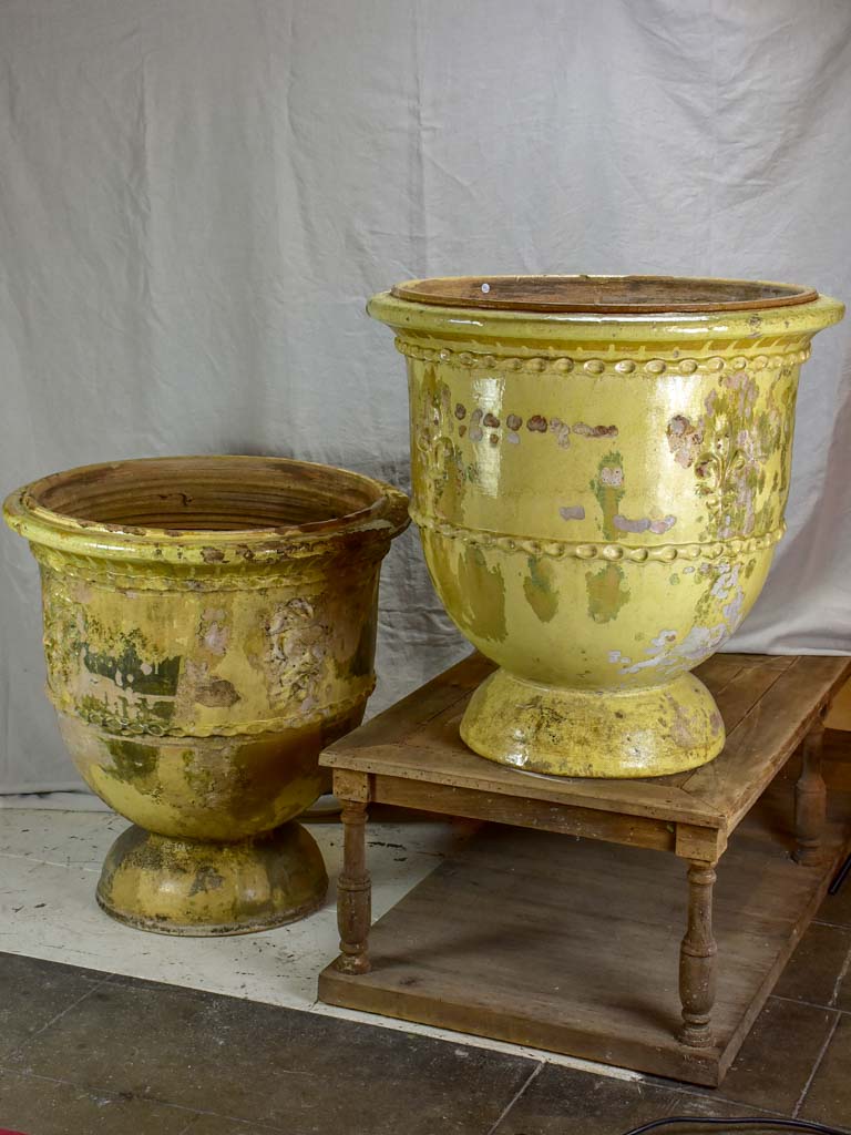 Two very large French garden urns from Saint-Jean-de-Fos. 1950's.  30¾"