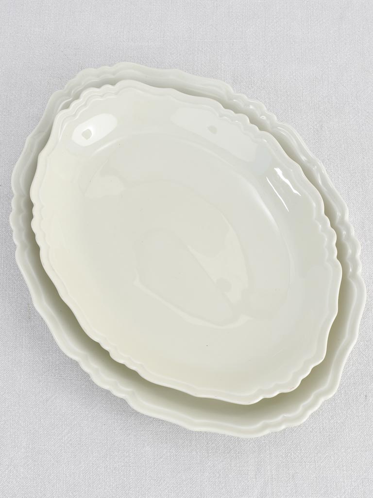 Two serving platters, rippled edge, porcelain