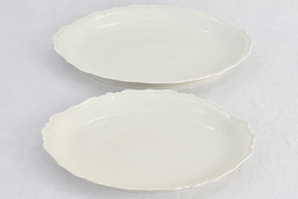 Two serving platters, rippled edge, porcelain