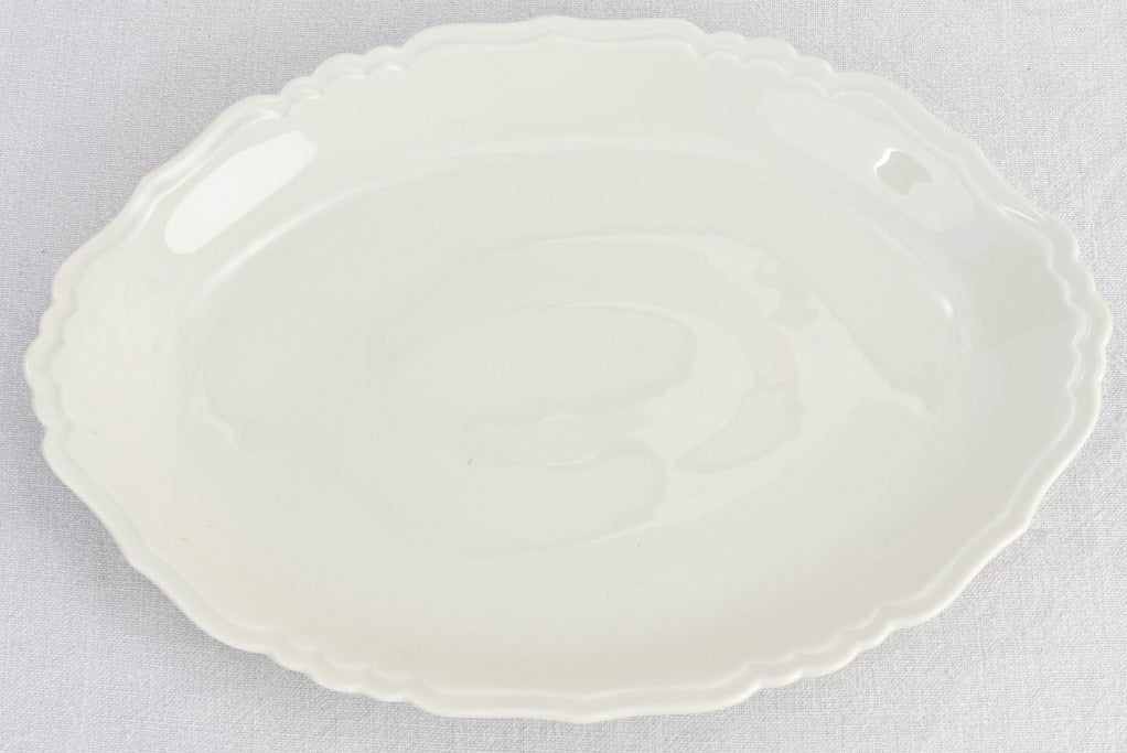 Two serving platters, rippled edge, porcelain