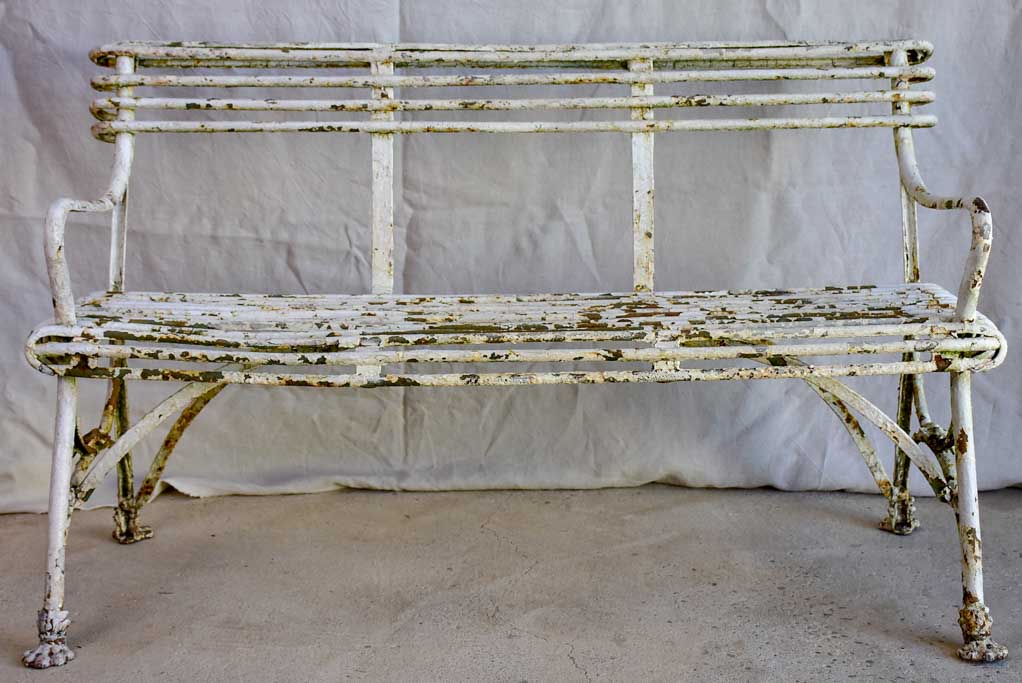 Late 19th Century French Arras garden bench with claw feet