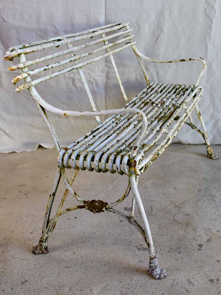 Late 19th Century French Arras garden bench with claw feet