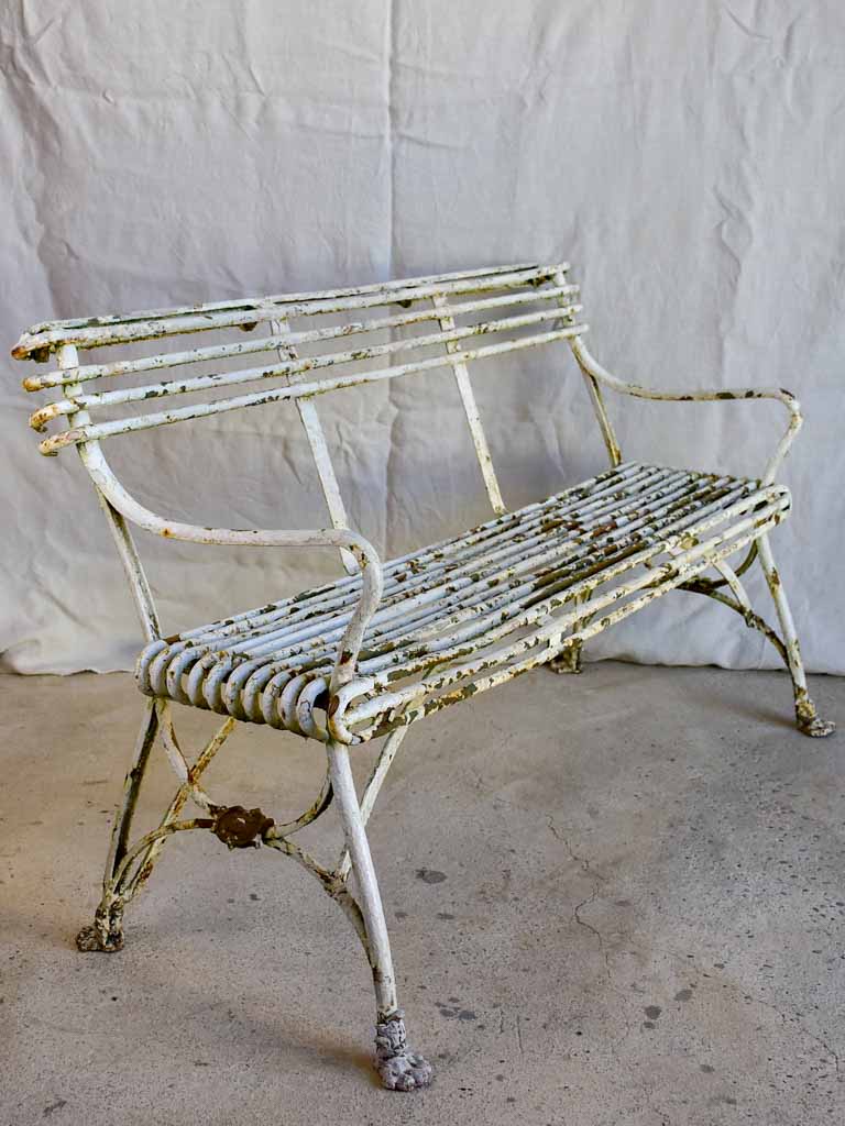 Late 19th Century French Arras garden bench with claw feet