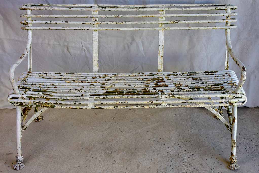 Late 19th Century French Arras garden bench with claw feet