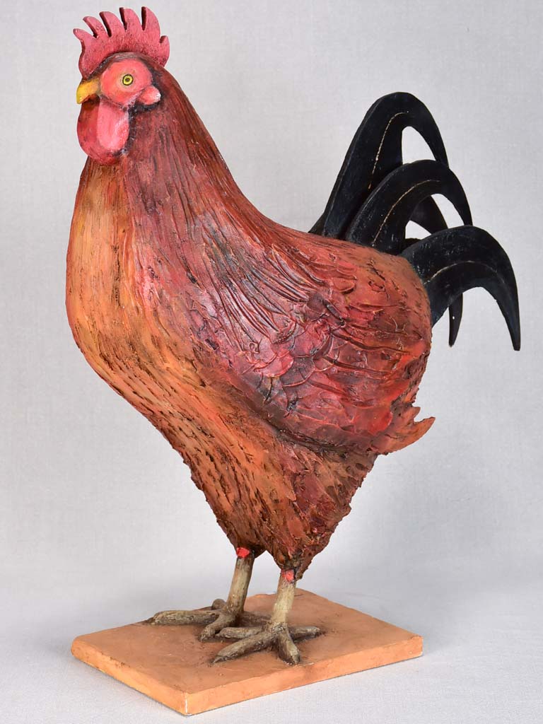 Vintage papier-mâché sculpture of a rooster 17¼"