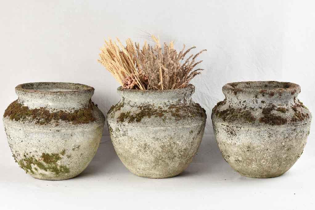 SET OF 4 CONCRETE PLANTERS 19¼"