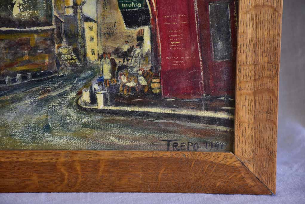 Vintage painting of Paris, near the Sorbonne 22½" x 16½"