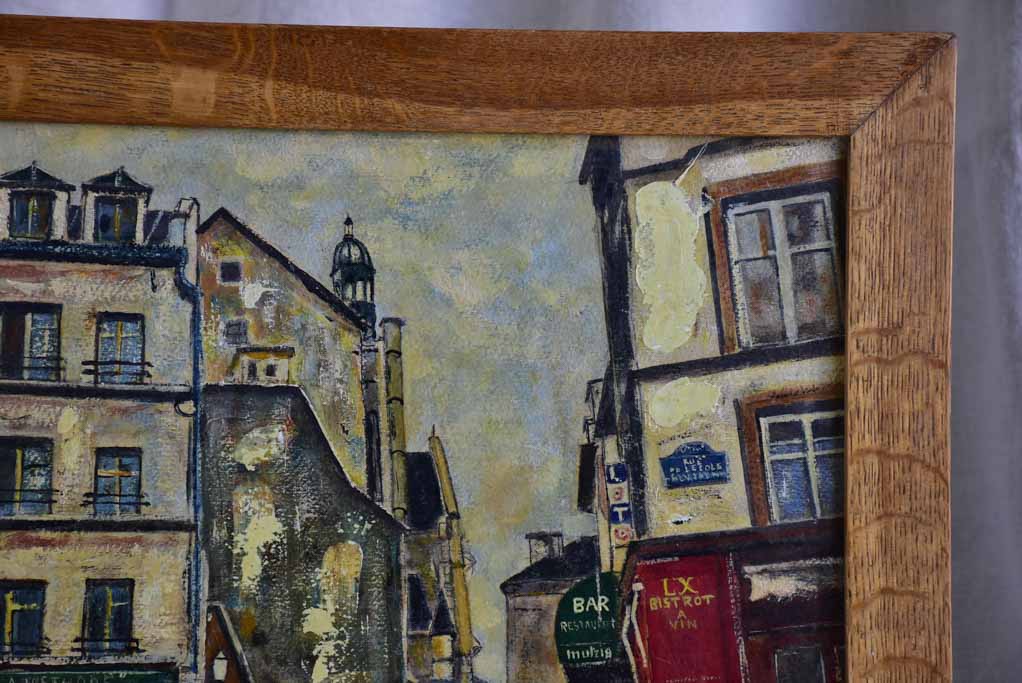 Vintage painting of Paris, near the Sorbonne 22½" x 16½"