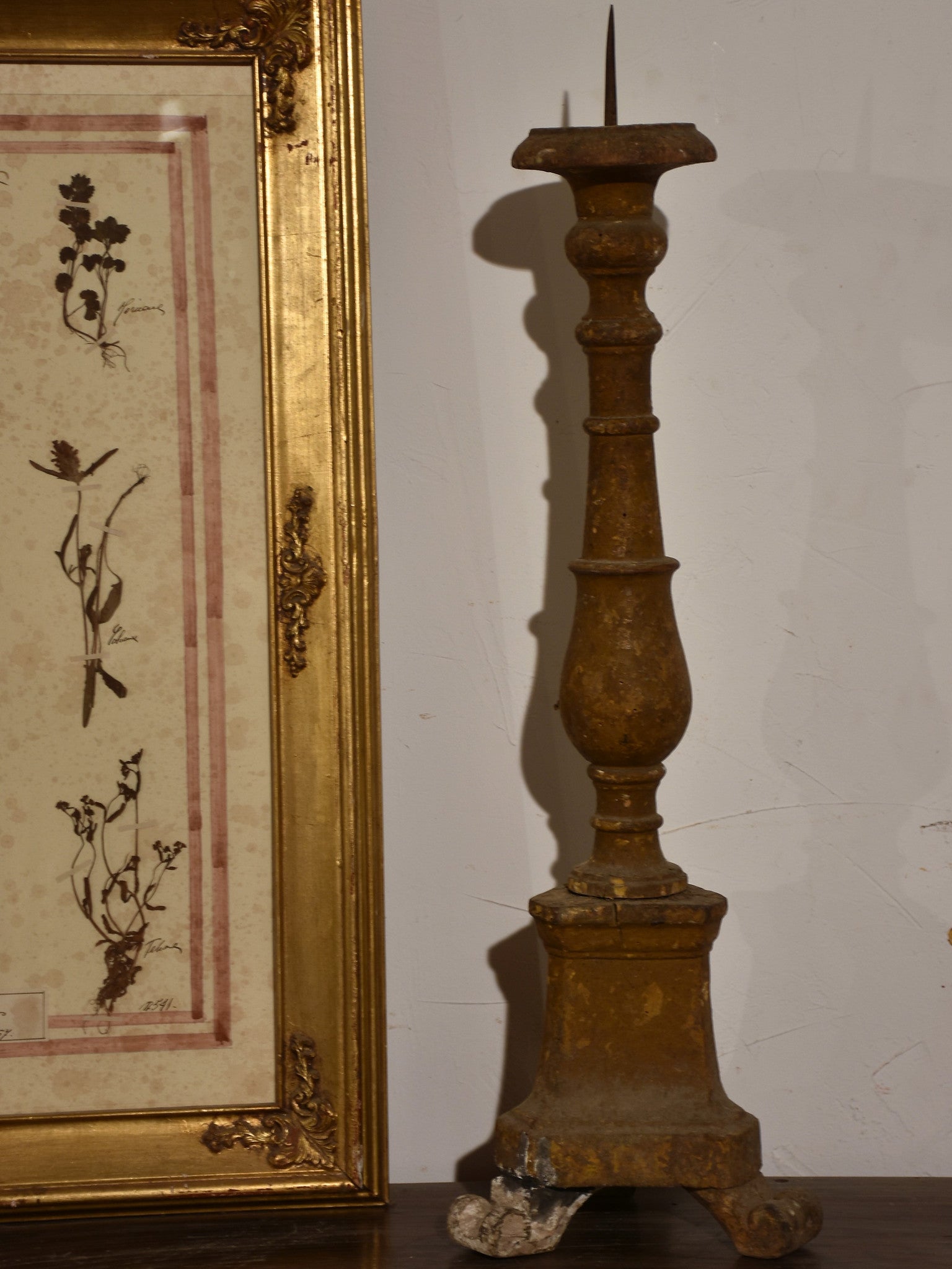 Rustic antique Italian candlestick