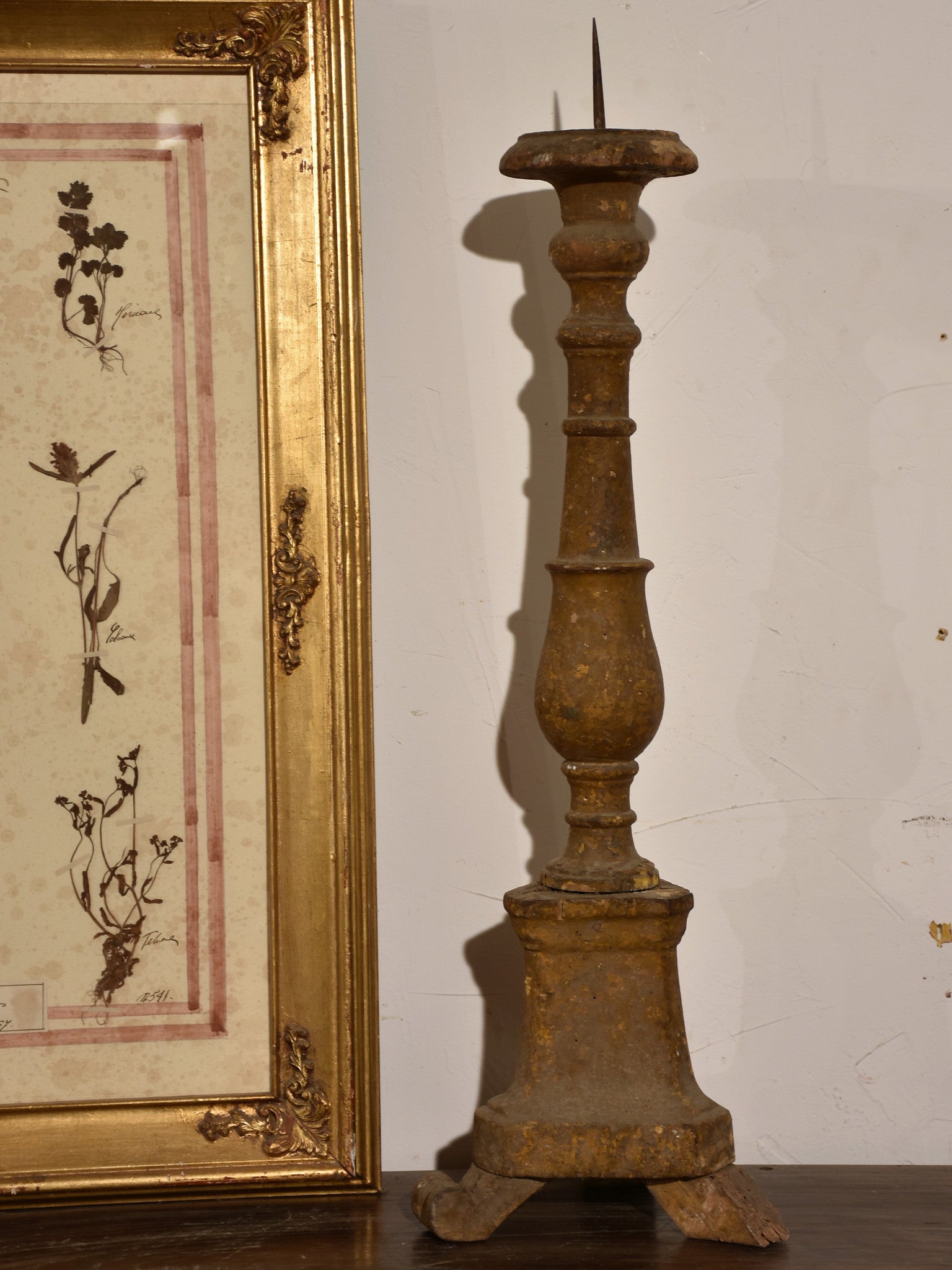 Rustic antique Italian candlestick