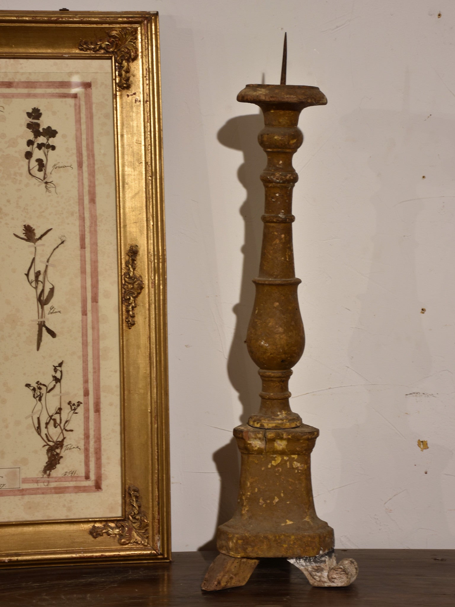 Rustic antique Italian candlestick