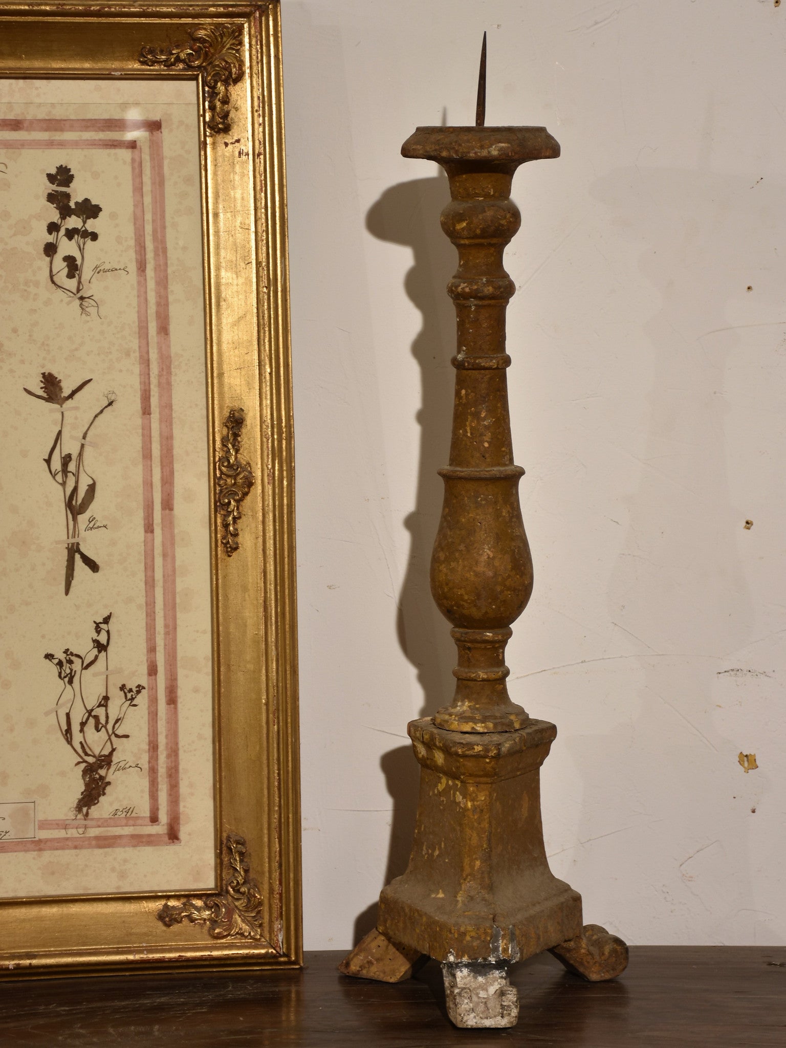 Rustic antique Italian candlestick