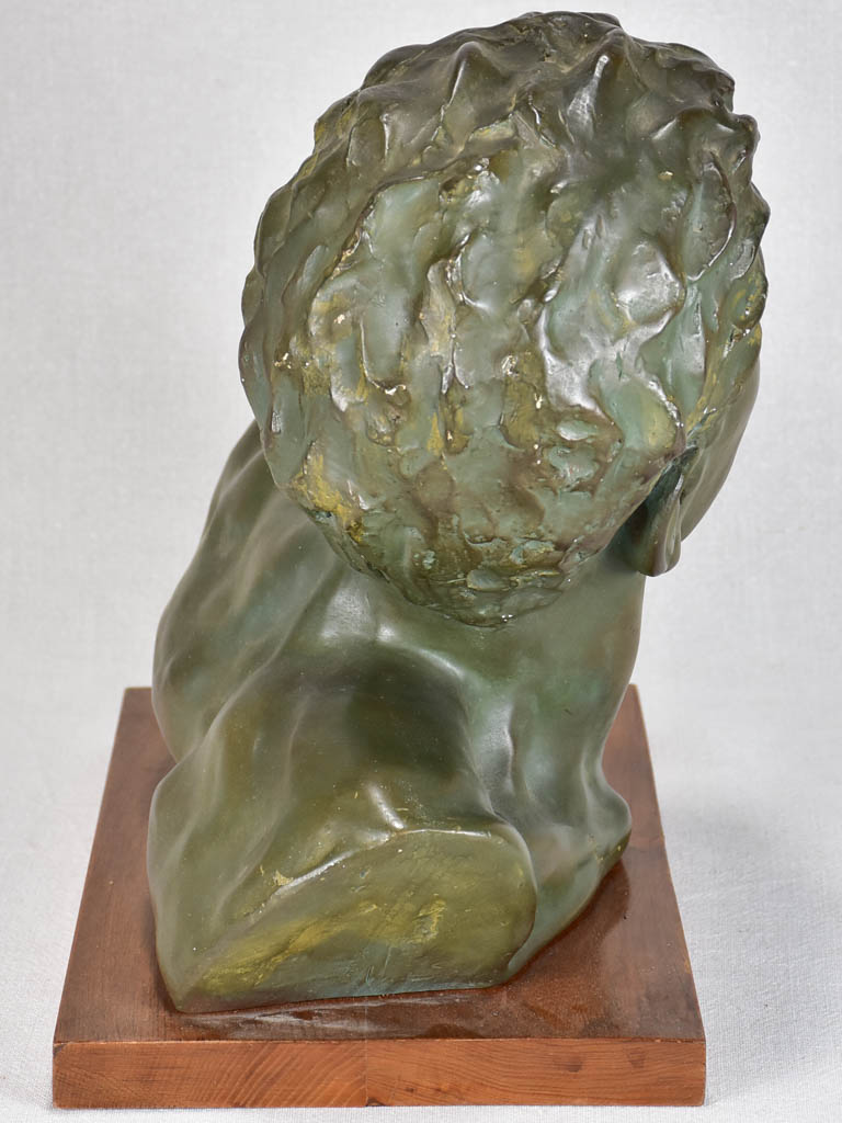 Art Deco plaster bust with green patina 15¼"