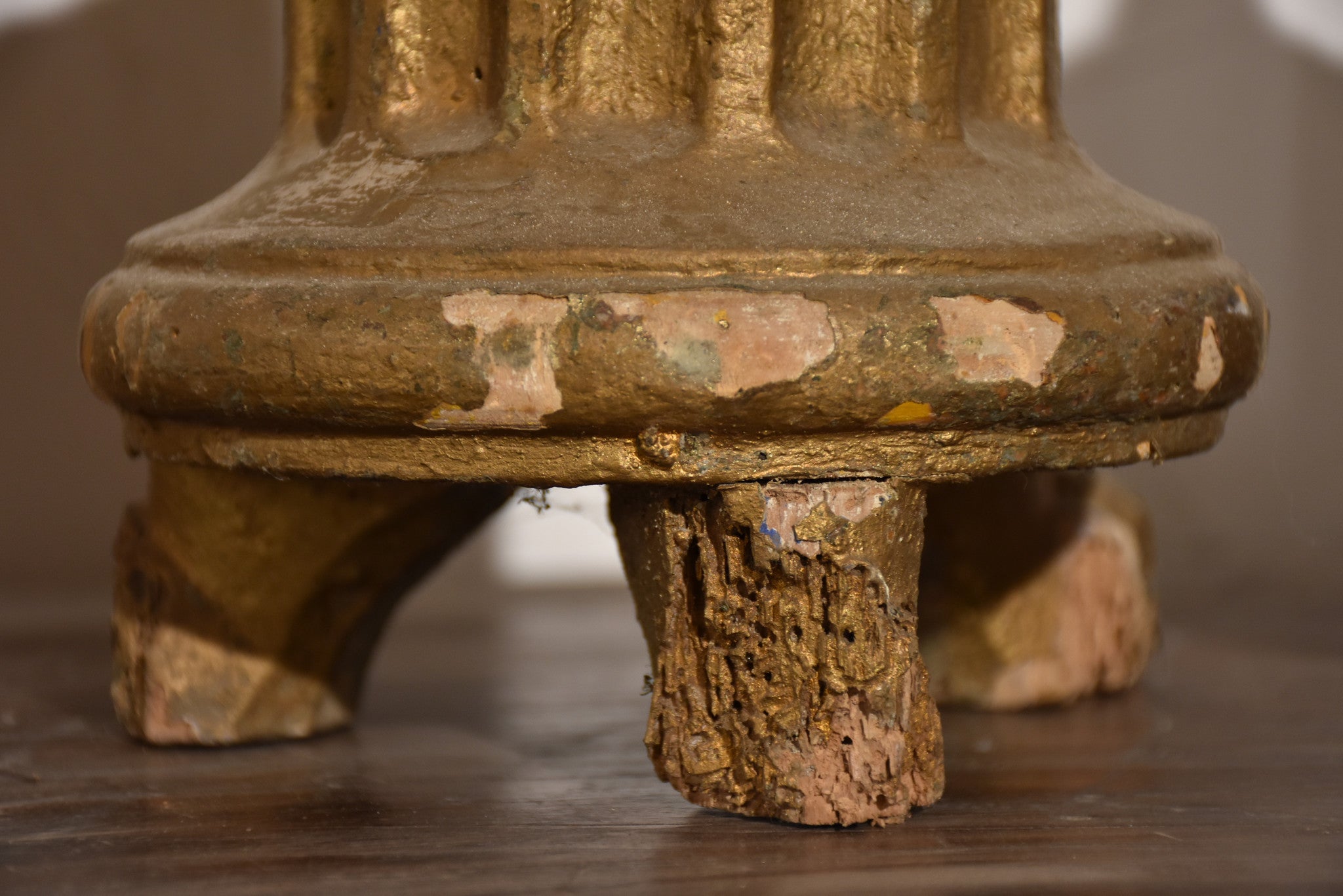 Pair of carved antique Italian candlesticks