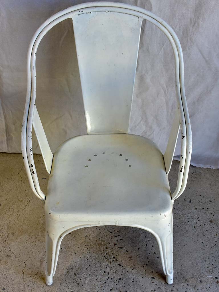 Pair of white Tolix armchairs - 1950's