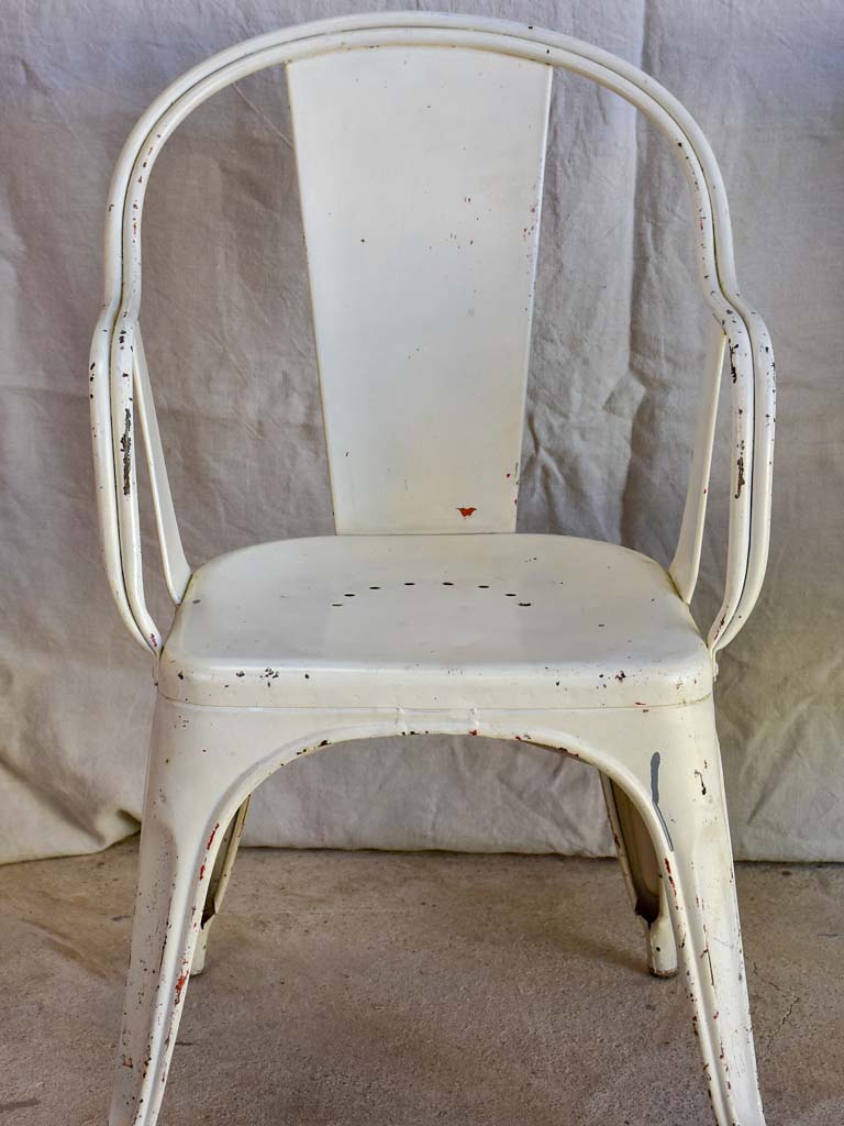 Pair of white Tolix armchairs - 1950's