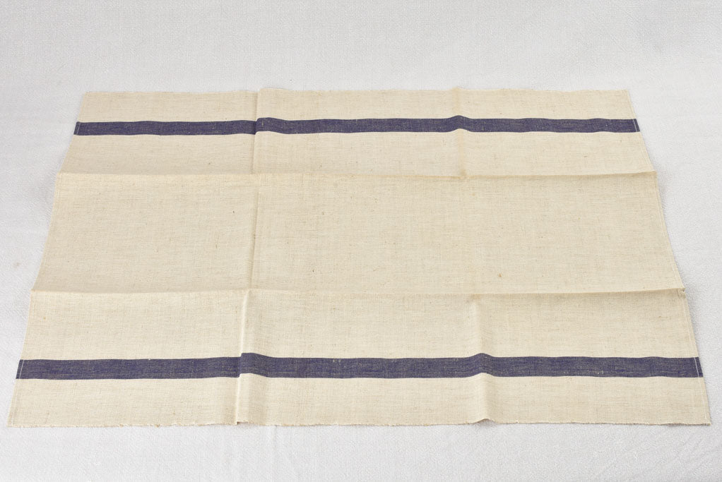 Vintage linen tea towels with blue stripe 23¼" x 30¾"