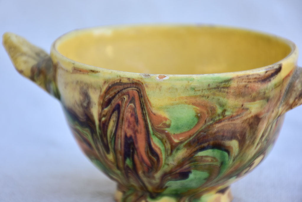 19th century French soup bowl from Savoy with marbleized glaze 4¼"