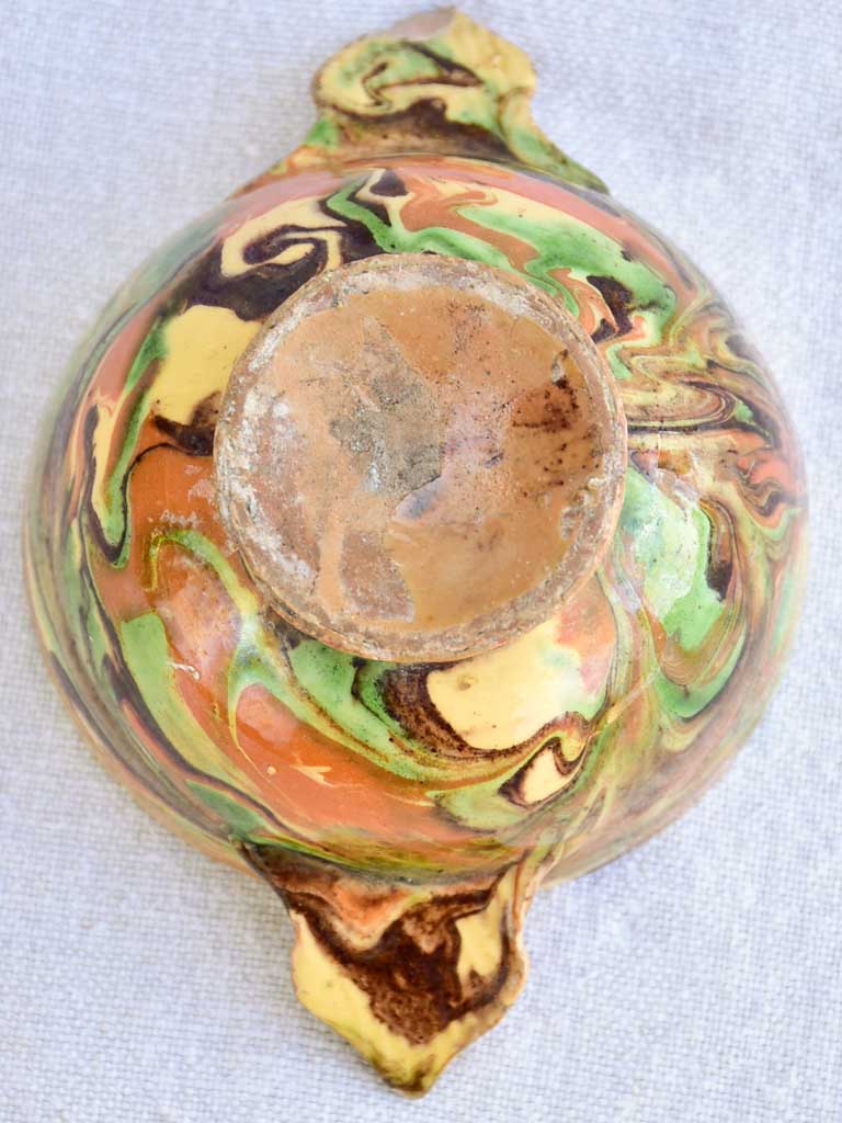 19th century French soup bowl from Savoy with marbleized glaze 4¼"