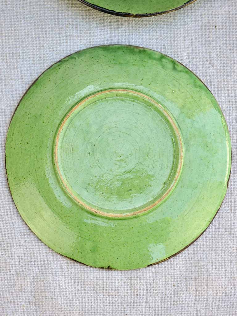 Tea service from Dieulefit with green glaze 6 cups 9 saucers