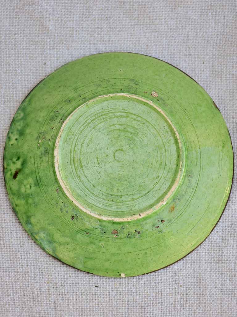 Tea service from Dieulefit with green glaze 6 cups 9 saucers