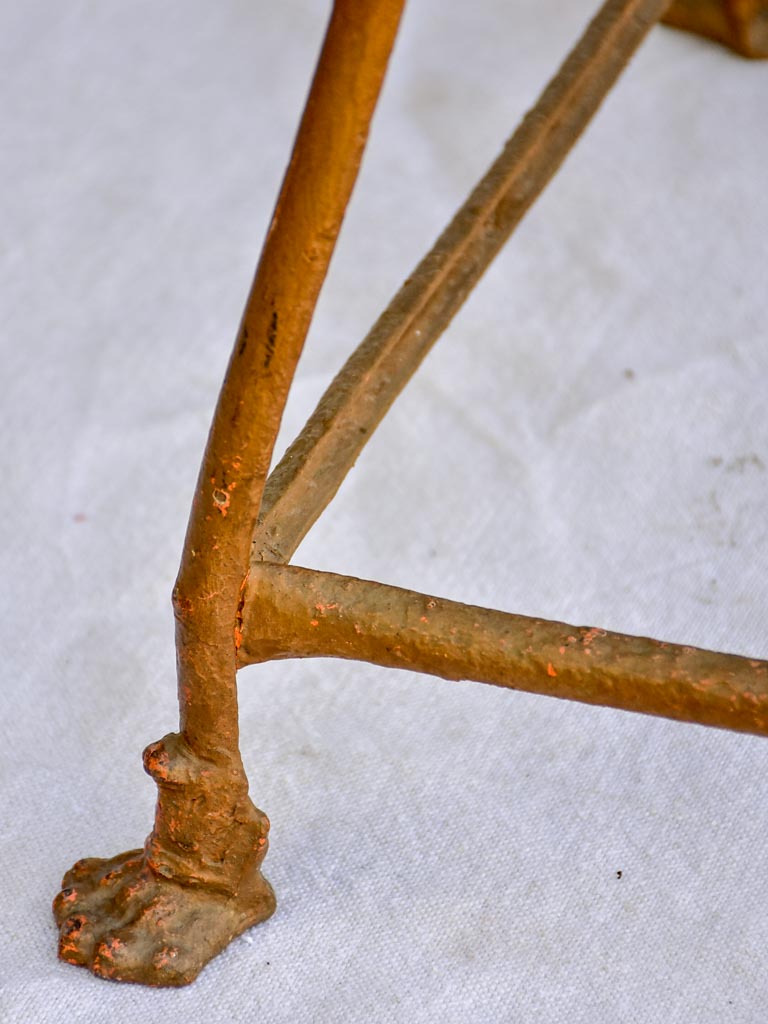 19th century French iron garden chair from Arras with lions claw feet