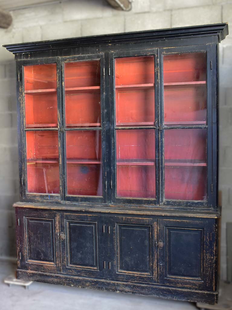 19th Century French bookcase with black paint finish 6' 9"