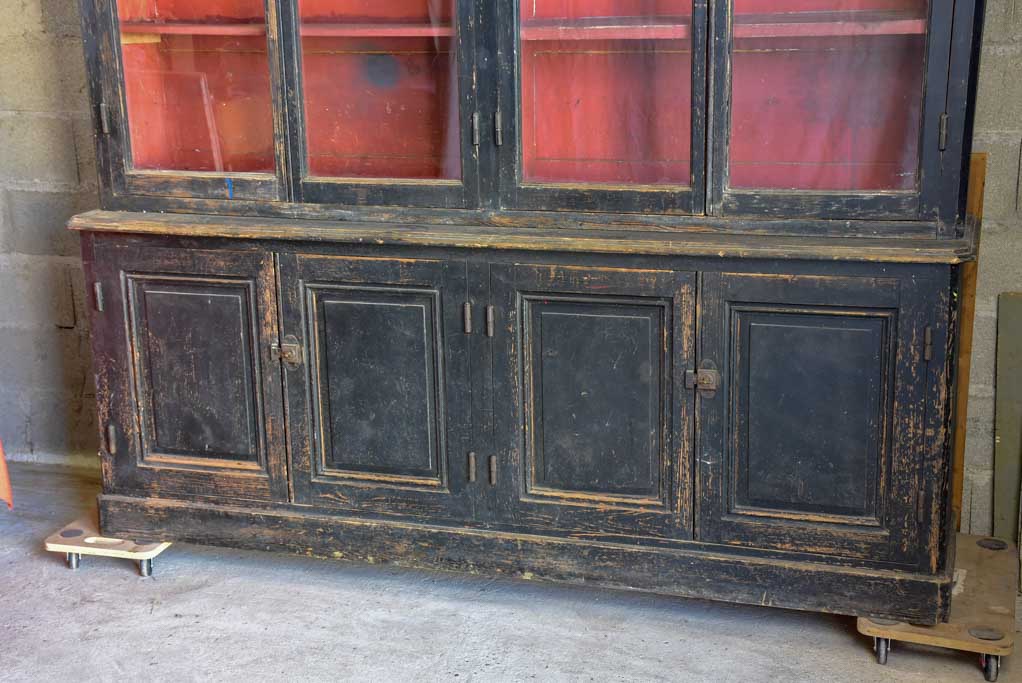 19th Century French bookcase with black paint finish 6' 9"