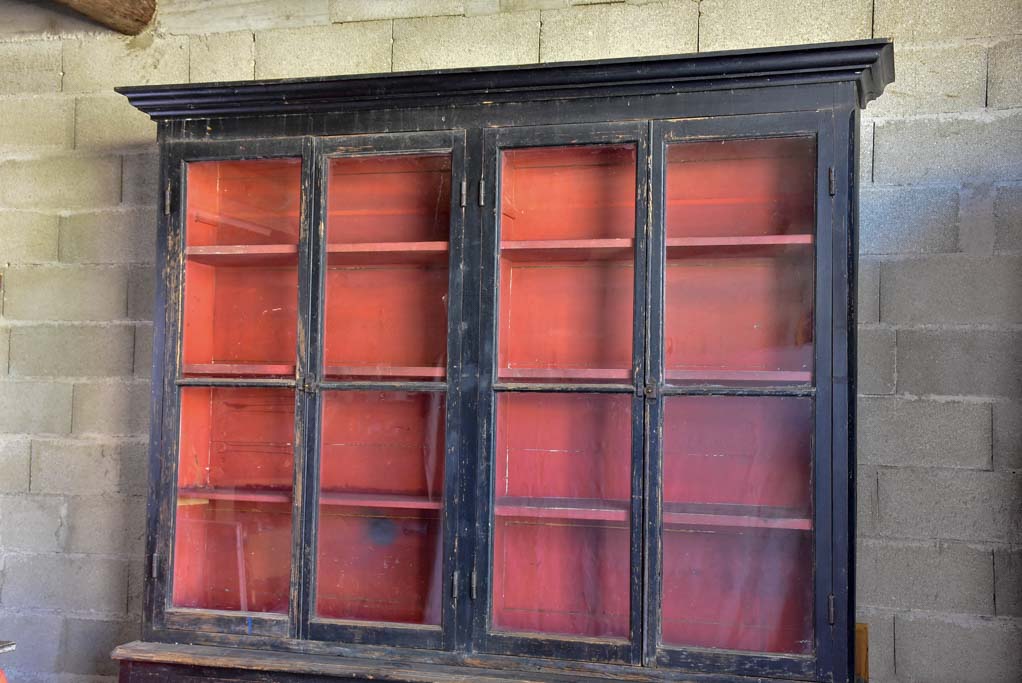 19th Century French bookcase with black paint finish 6' 9"