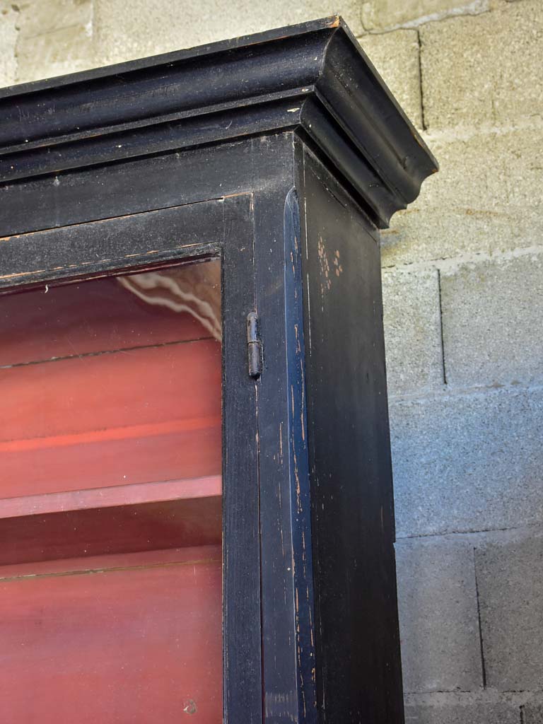 19th Century French bookcase with black paint finish 6' 9"