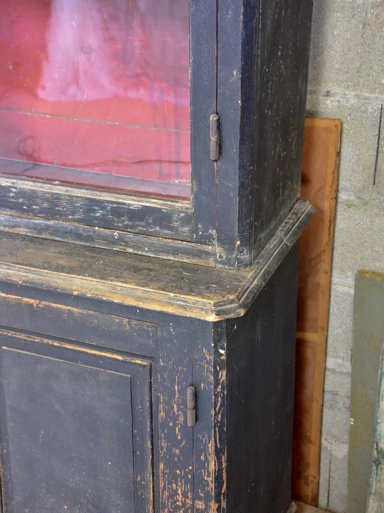 19th Century French bookcase with black paint finish 6' 9"