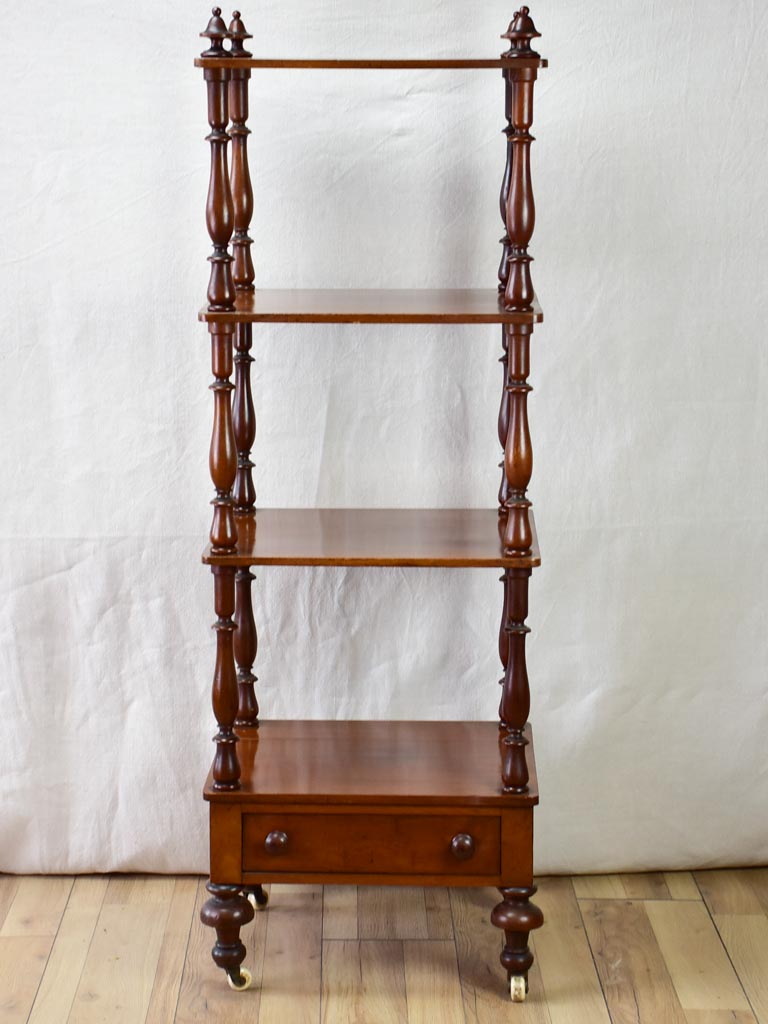 Tall 19th Century English open shelves on wheels 52"