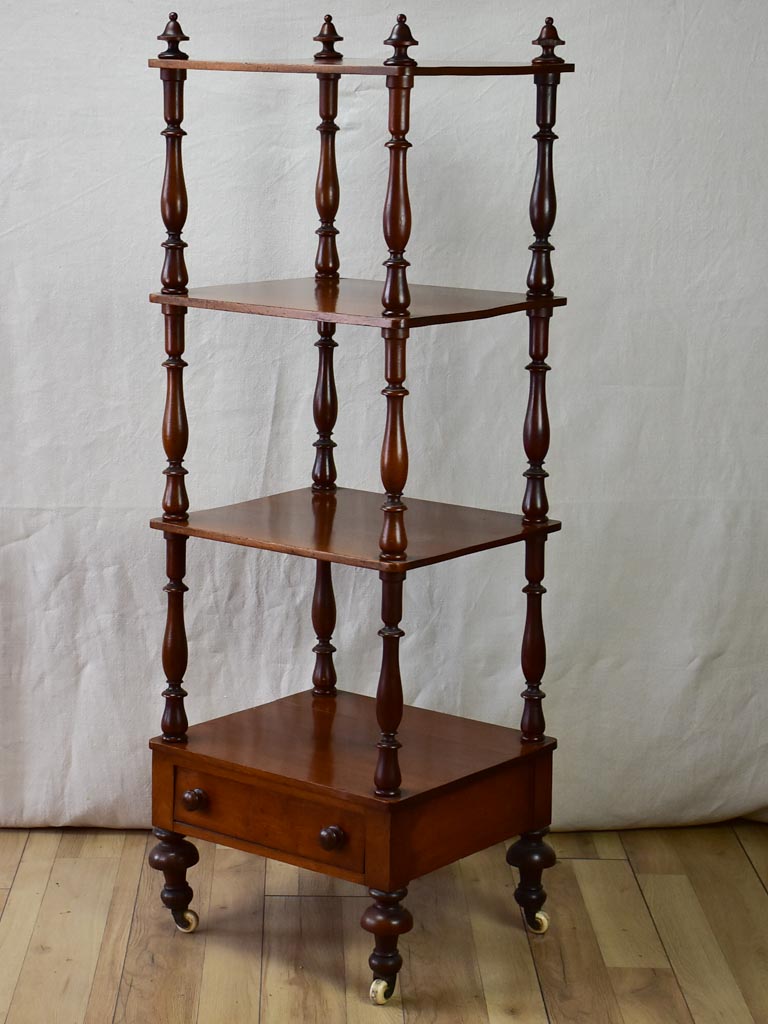 Tall 19th Century English open shelves on wheels 52"