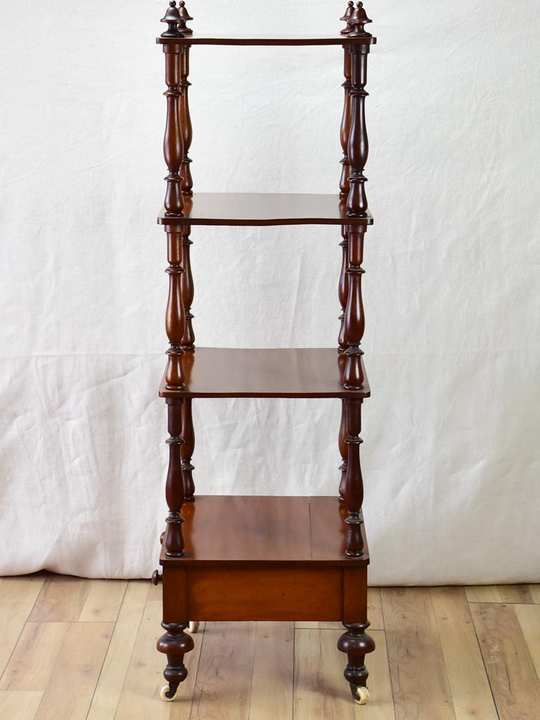 Tall 19th Century English open shelves on wheels 52"