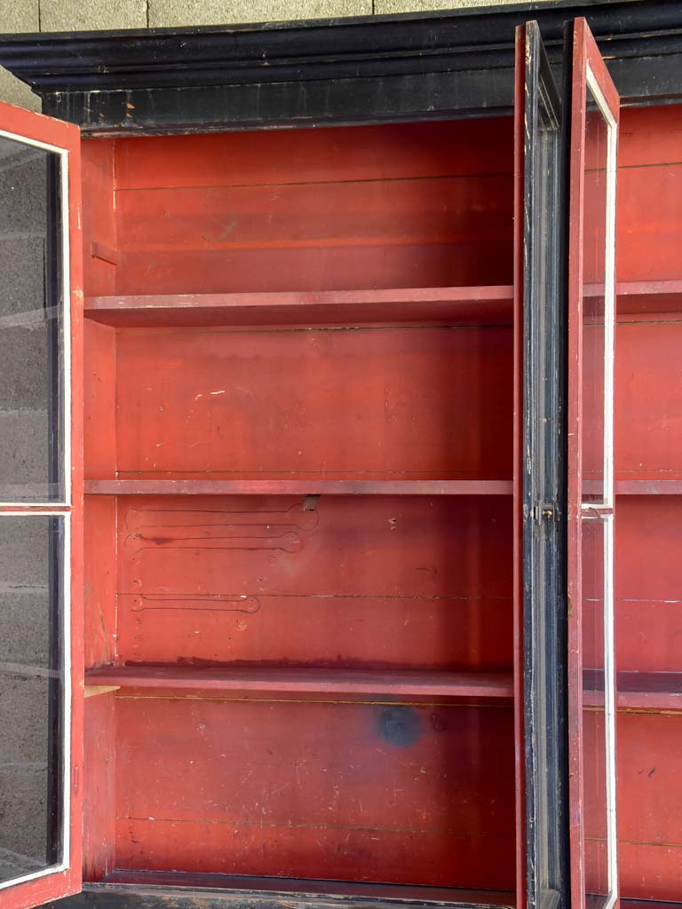 19th Century French bookcase with black paint finish 6' 9"