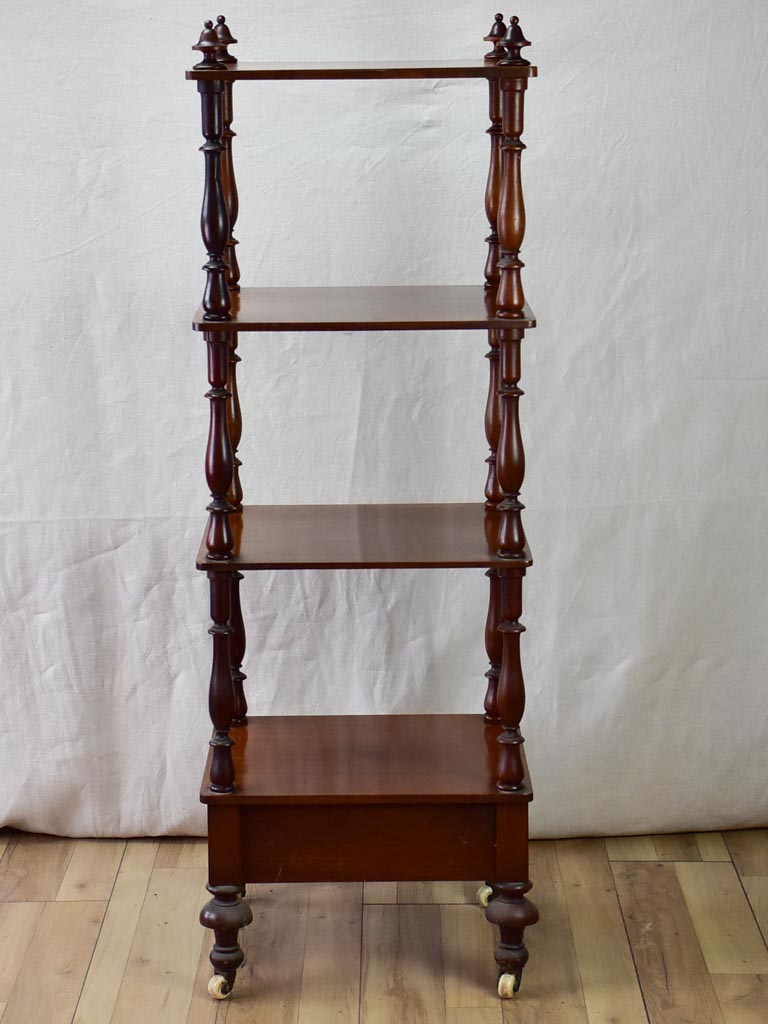 Tall 19th Century English open shelves on wheels 52"