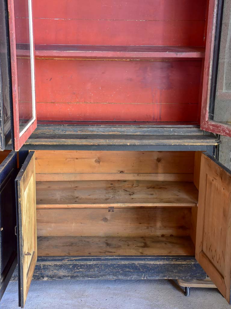 19th Century French bookcase with black paint finish 6' 9"