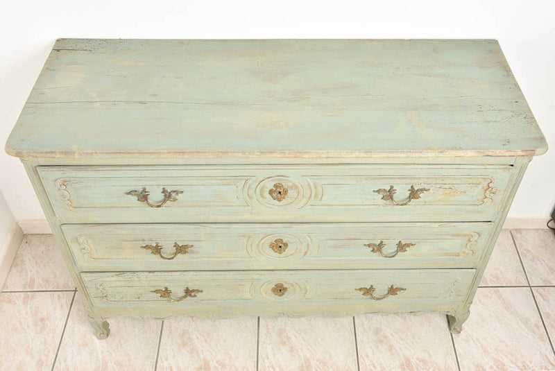 Blue patina treated wooden commode