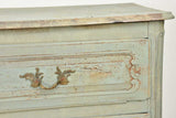 Three-drawer aged rustic blue commode