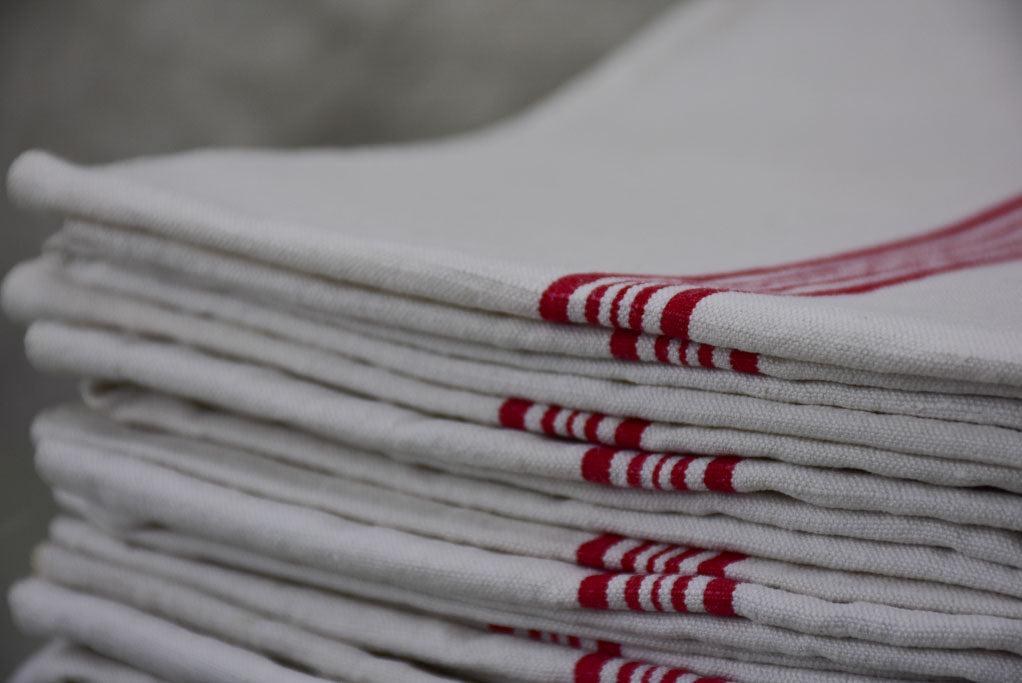 Set of 8 vintage French linen tea-towels