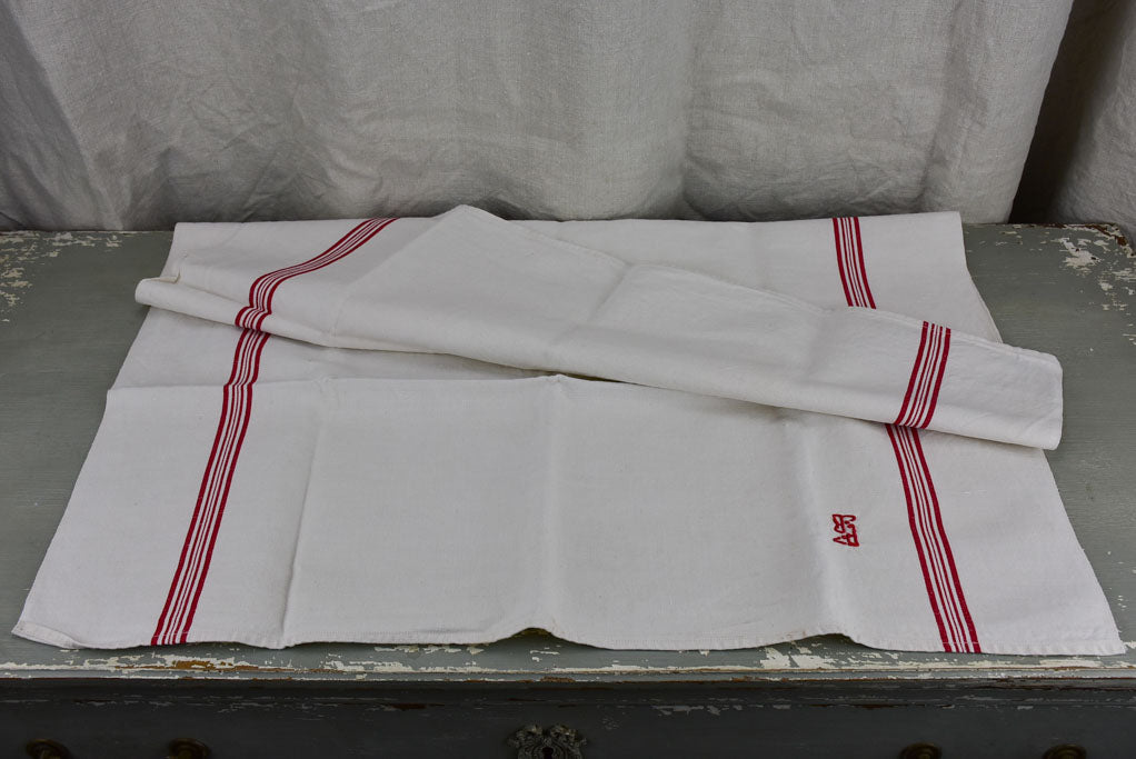 Set of 8 vintage French linen tea-towels