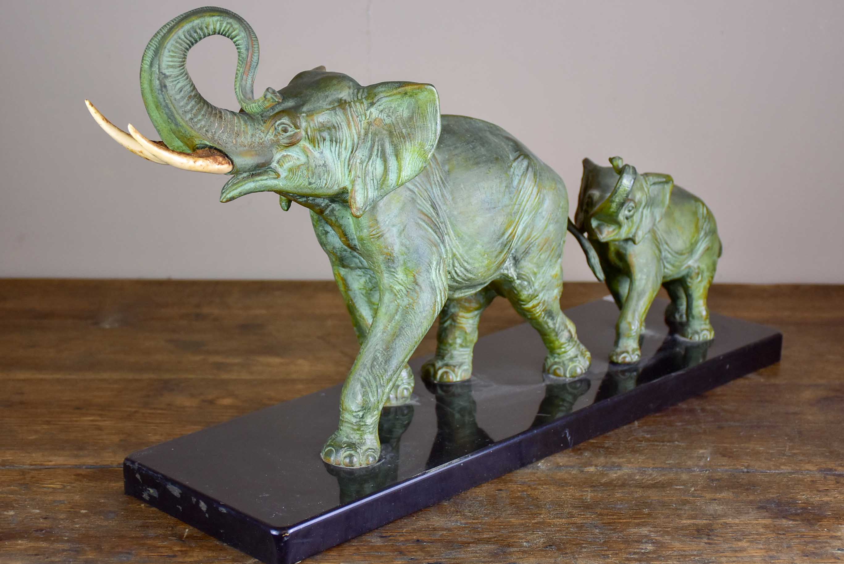 1930's French statue of elephants marching