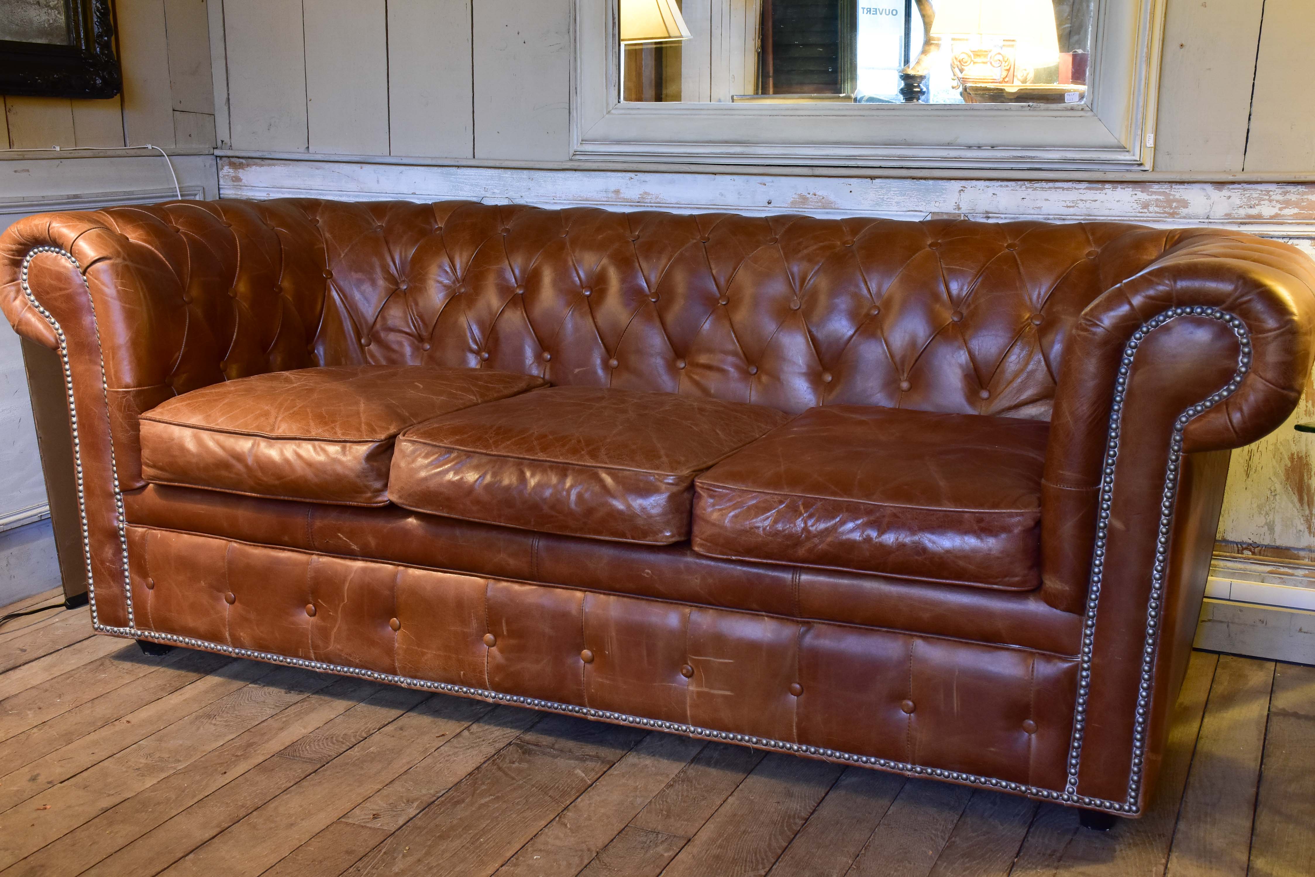 Leather Chesterfield three seat sofa from the 1940’s