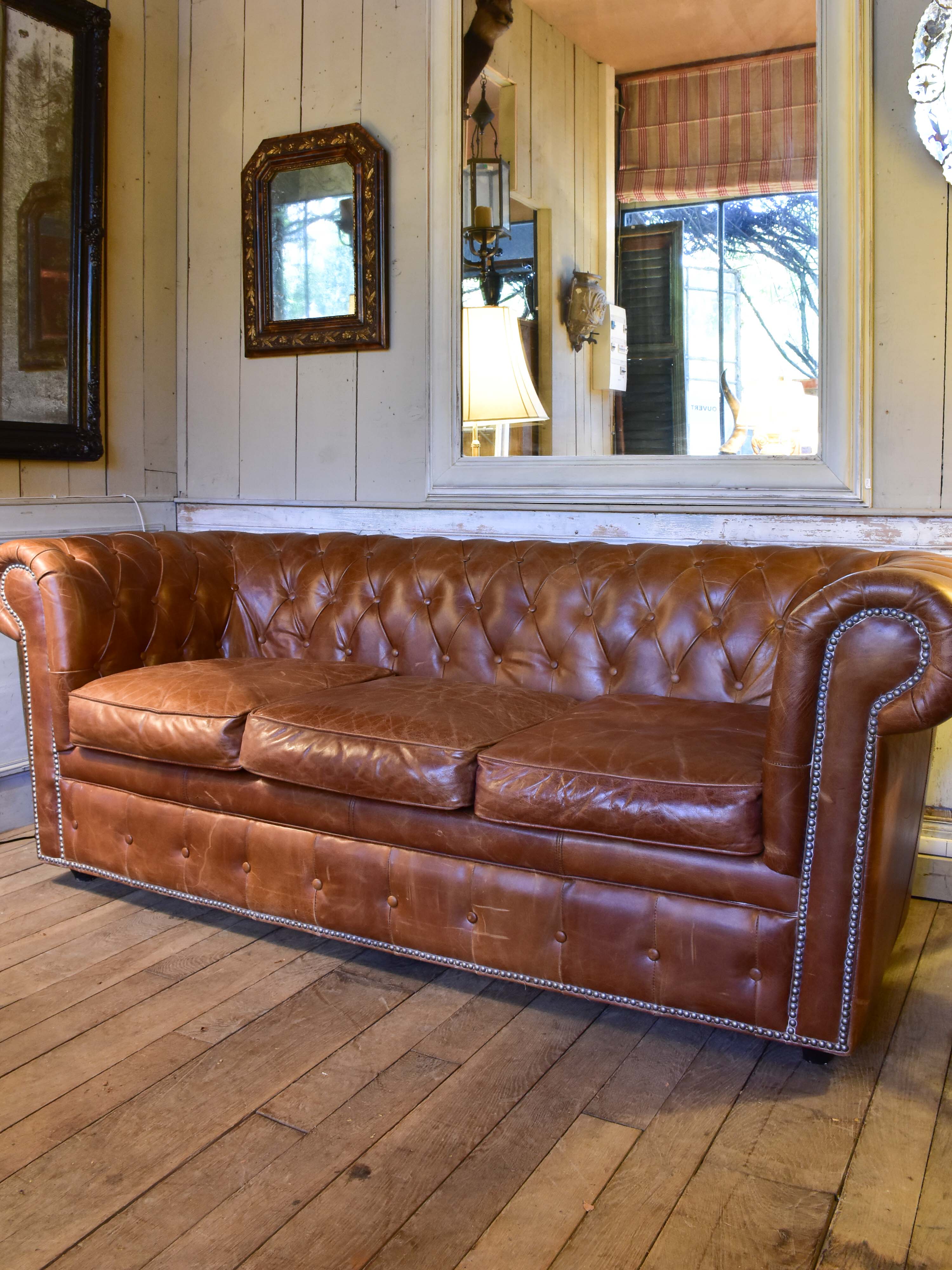 Leather Chesterfield three seat sofa from the 1940’s