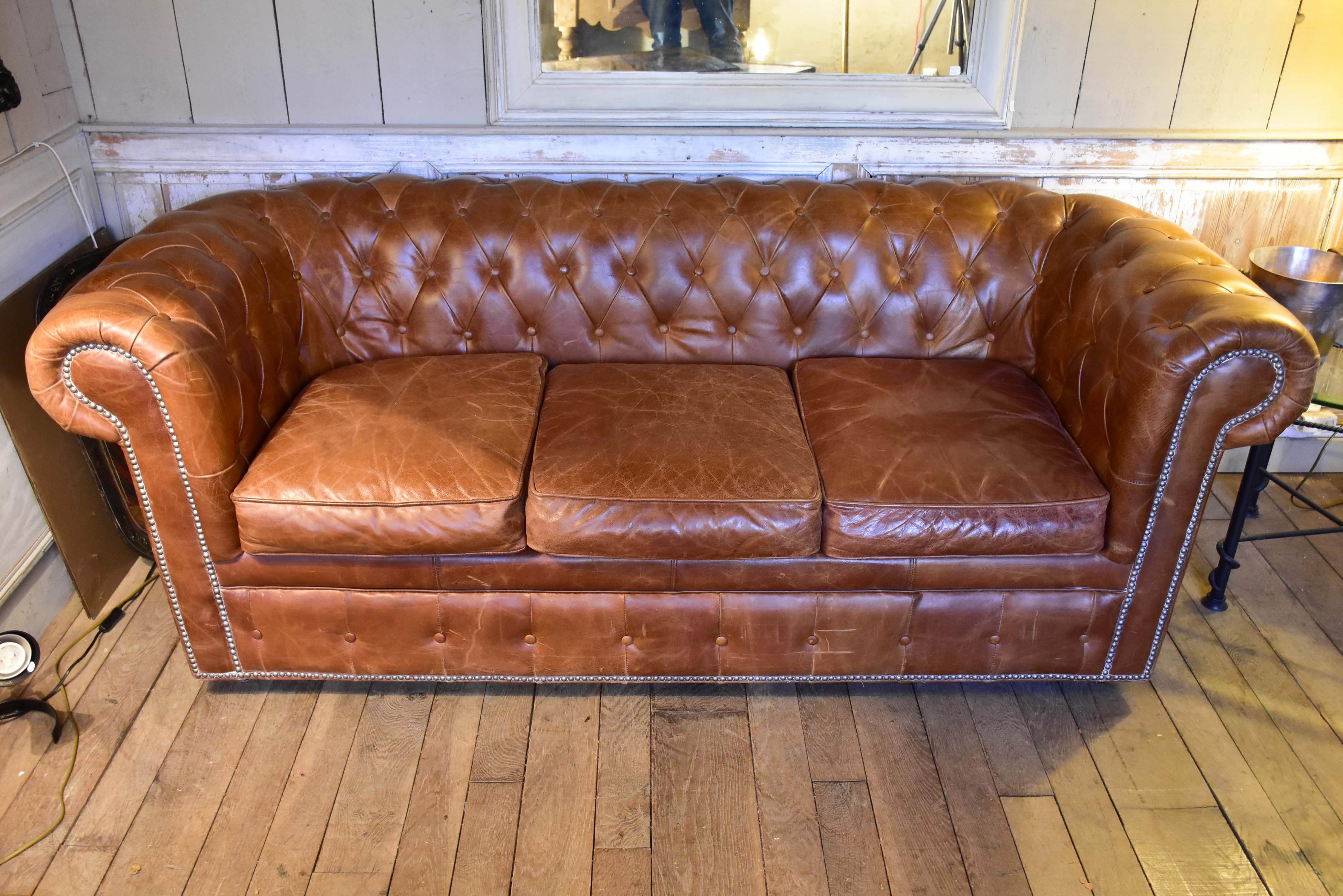 Leather Chesterfield three seat sofa from the 1940’s