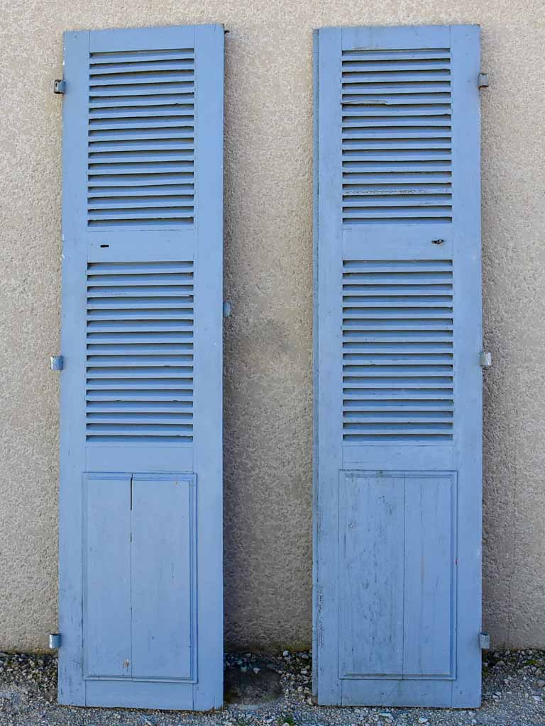 Pair of early 19th Century French blue shutters 85½" x 20¾"