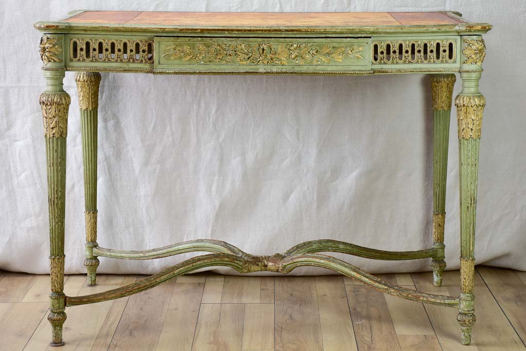 19th Century French Louis XVI style desk with leather top and original patina 41" x 24"